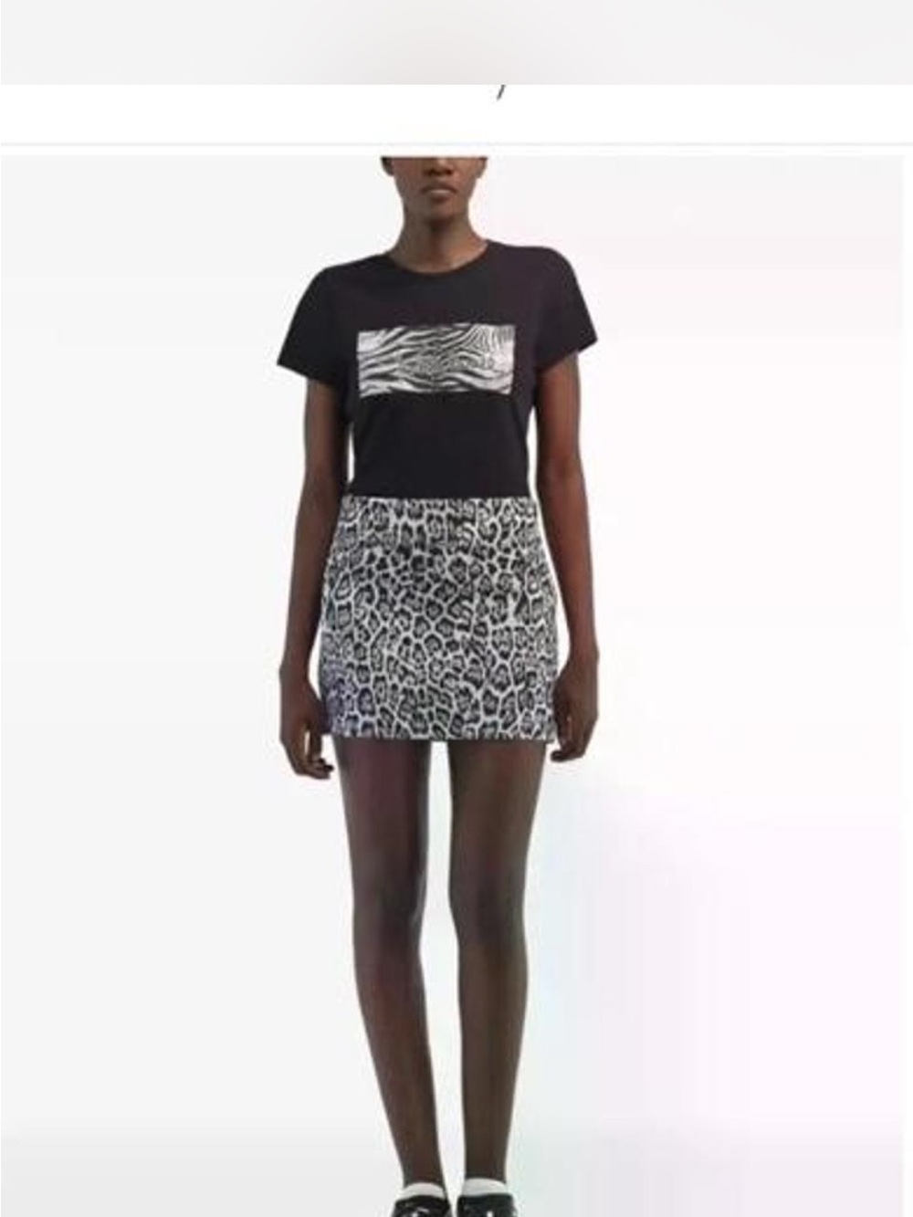 Roberto Cavalli Black and White Leopard Print Mini Skirt size 40 US 4-6